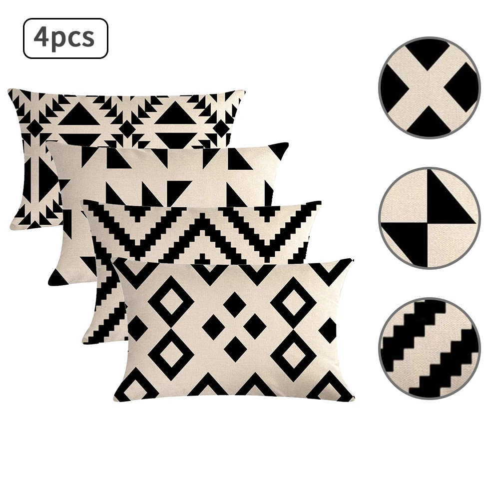 

4PCS 30x50cm Modern Geometric Pillow Cover Water Shatter Resistant Cushion Case with Geometric Pattern Home Decor Pillow Case