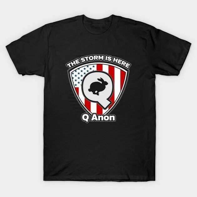 

QAnon Rabbit US Shield WWG1WGA Storm Is Here Patriot Conspiracy Black T-shirt