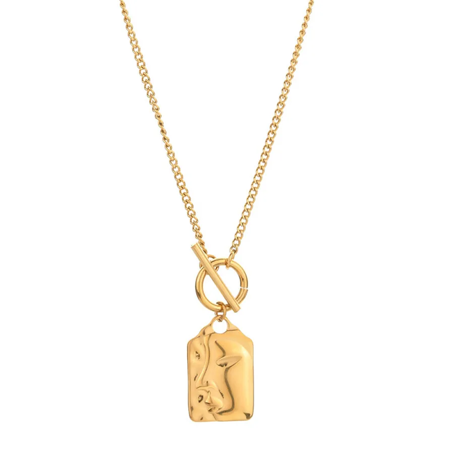 

2021 New Necklace Stainless Steel Concave Convex Half Ot Buckle Pendant Wholesale of Electroplating Accessories in the Furnace