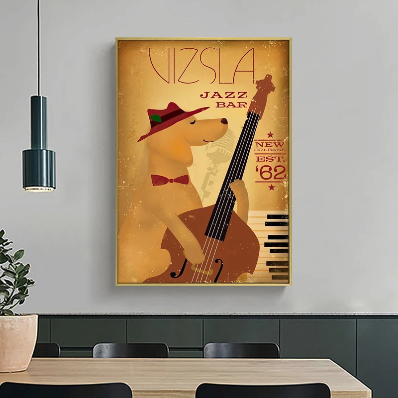 Милые животные играющие на гитаре художественные постеры и принты холсте