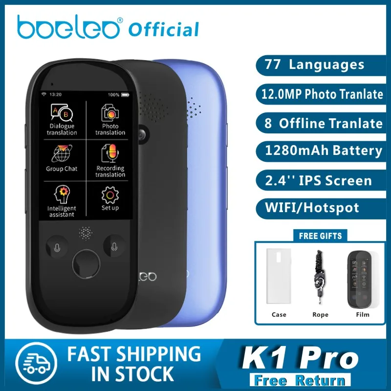 Boeleo K1 Pro фото перевод AI Smart Voice 77 языков в режиме реального времени лицом к лицу wifi