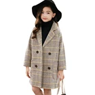 Длинная Куртка для девочек, пальто в клетку для девочек, детское демисезонное пальто, Повседневная стильная детская одежда для девочек