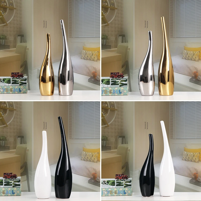

Modern Creative black and white Ceramic vase decoration Tabletop Handicraft art vases Home living room wedding decoration