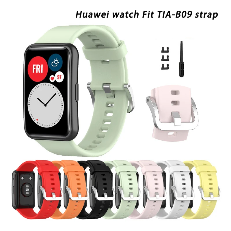 

Ремешок силиконовый для Huawei Watch Fit, сменный Браслет для умных часов с металлической пряжкой, аксессуары для часов