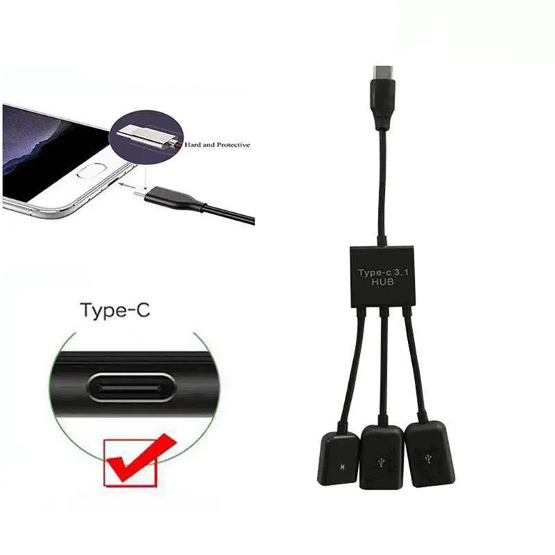 USB Type C концентратор 3 в 1 несколько кабель разъем мини портативный OTG Хост для