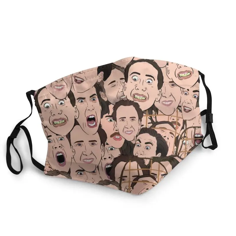 

Nicolas Cage All Over Breathable Mouth Face Mask Adult Unisex Funny Meme Mask Anti Dust Haze Protection Cover Respirator Muffle