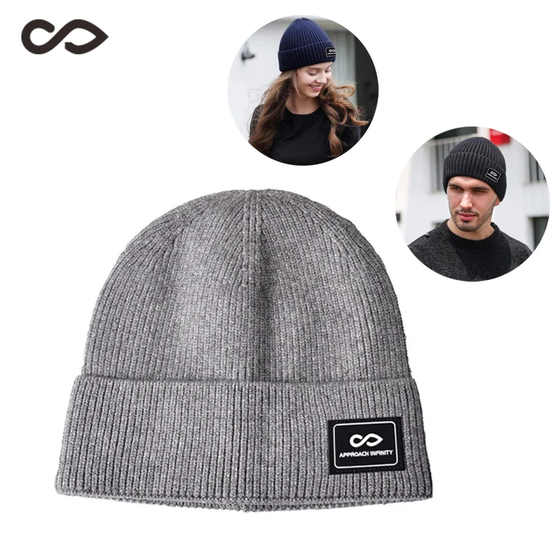 

Core-spun Yarn Winter Hat Beanie Knitted Warm Brimless Baggy Melon Cap Men Skullcap Women Hip Hop New Beanies Hats шапка мужская