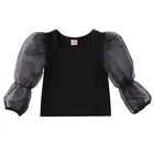 Pudcoco, 2020, модные летние топы для маленьких девочек, укороченный топ с длинными рукавами-фонариками, повседневные рубашки для малышей, однотонная блузка с круглым вырезом, От 6 месяцев до 5 лет