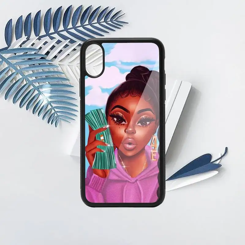 

Fashion Black Girls Phone Case TPU For iPhone X XR XS 11 12 mini Pro MAX 6 6S 7 8 Plus SE 2020