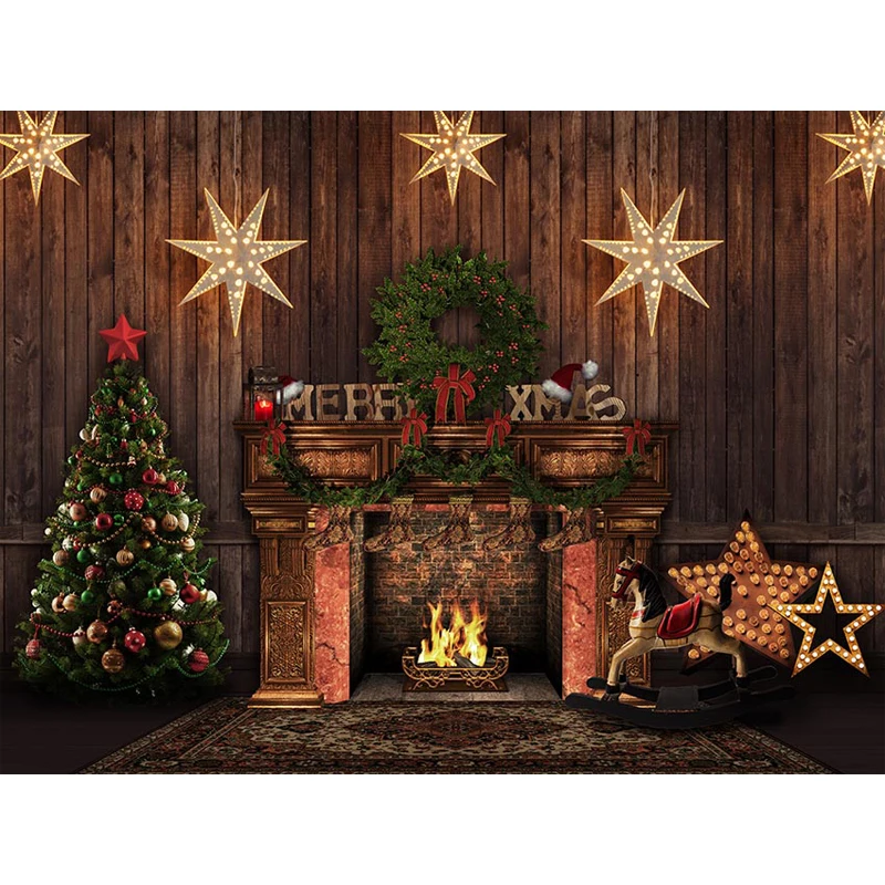 

Photography Background Christmas fireplace Photo Shoot Backdrops For Newborn Children Photocall Photo Studio