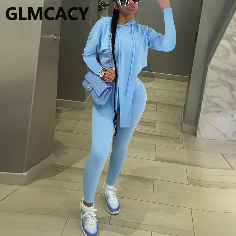 

Женские повседневные спортивные костюмы из двух предметов, толстовка с длинным рукавом с капюшоном и облегающие брюки