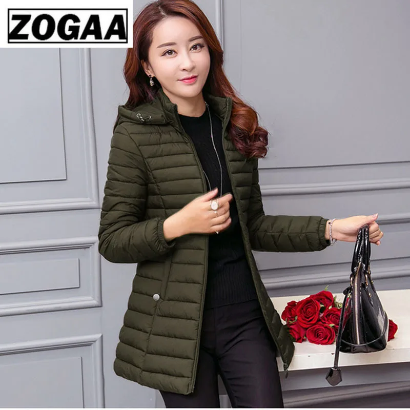 Женская парка ZOGAA Длинная утепленная с капюшоном большого размера 5XL 6XL|Женские