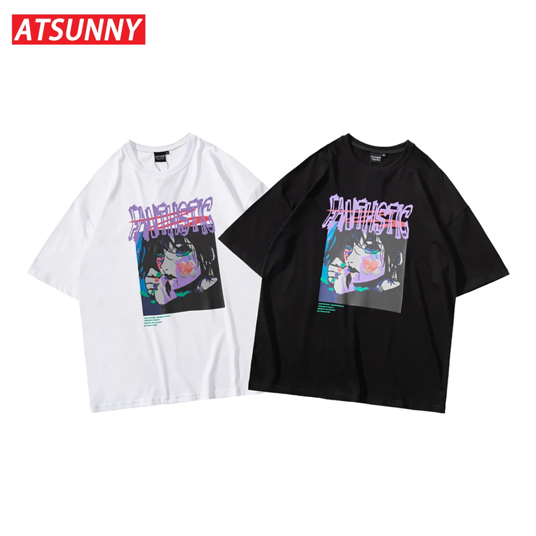 

ATSUNNY Anime Characters Printing Short Sleeve T-Shirt Men Summer T-Shirt Oversize HipHop Streetwear Cotton Fashion Tops