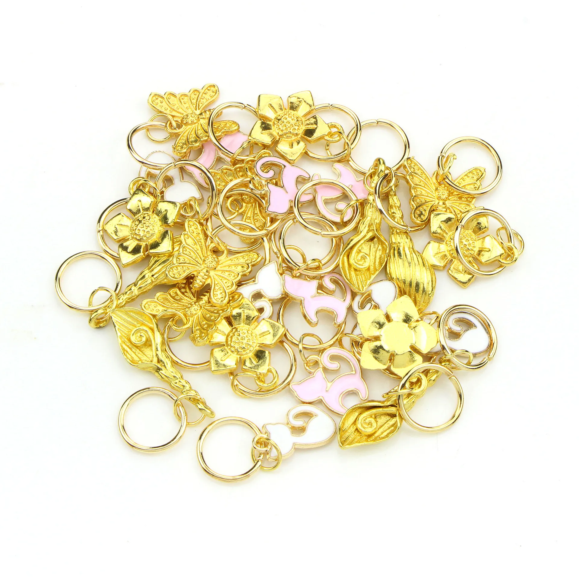 50 шт./пакет золото Кот Бабочка волос кольцо коса дреды бисера клипсы для Dread