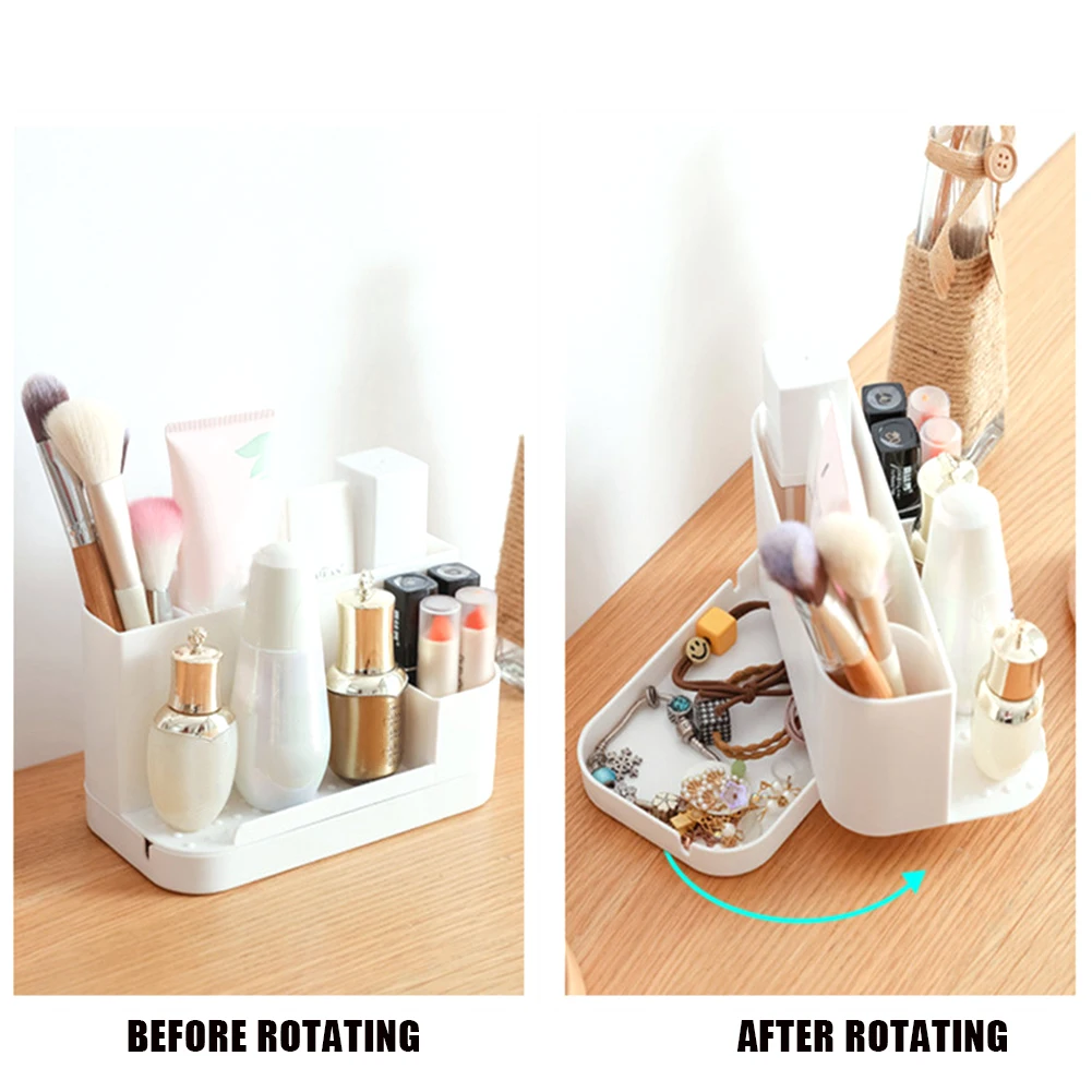 Вращающийся настольный органайзер для хранения косметики многофункциональный