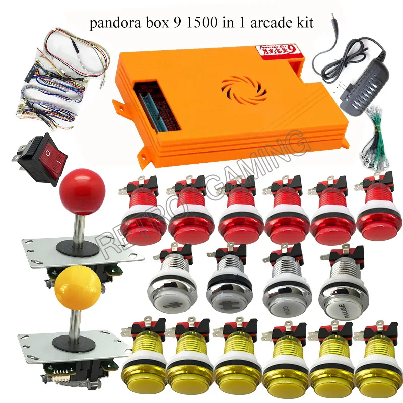 

Pandora box 9 1500 in 1 Family Home Version DIY Kit 5pin Joystick 33mm Led Arcade Push Button for Fighting Game Console