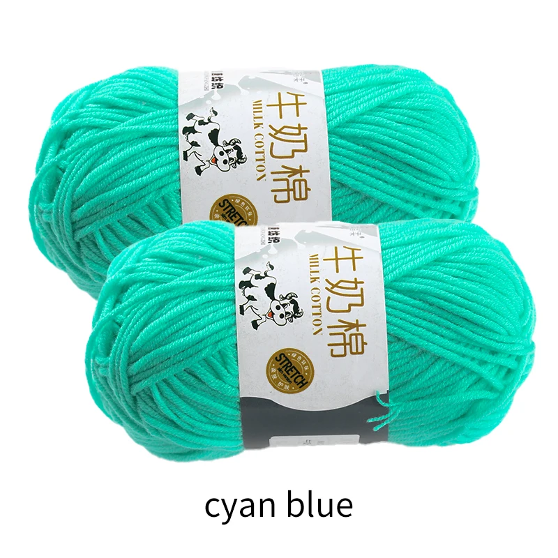 

Milk Cotton Cyan Blue 2Pcs/Set 100g Baby Wool Hook Scarf Yarn Knitting Crochet Sewing Material Soft Handmade Home Crafts