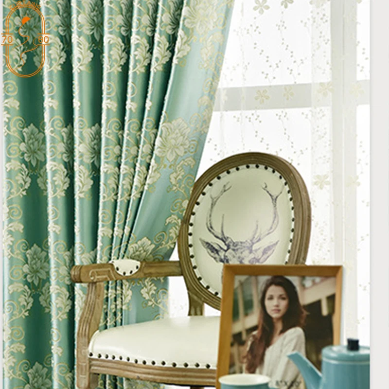 

High-end European-style Thick Shading Embroidered Curtain Jacquard Bay Window Balcony Crutains for Living Room Bedroom Curtain