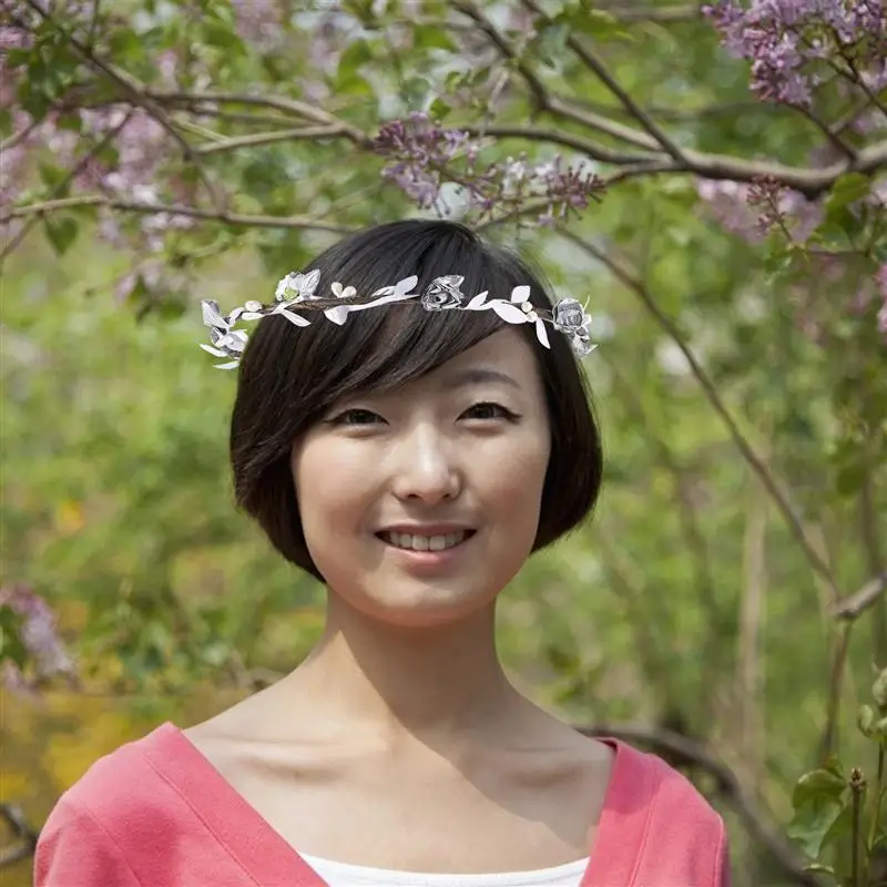 

2pcs Head Garland Headpiece Bridal Flower Wedding Headband Flower Hair Band