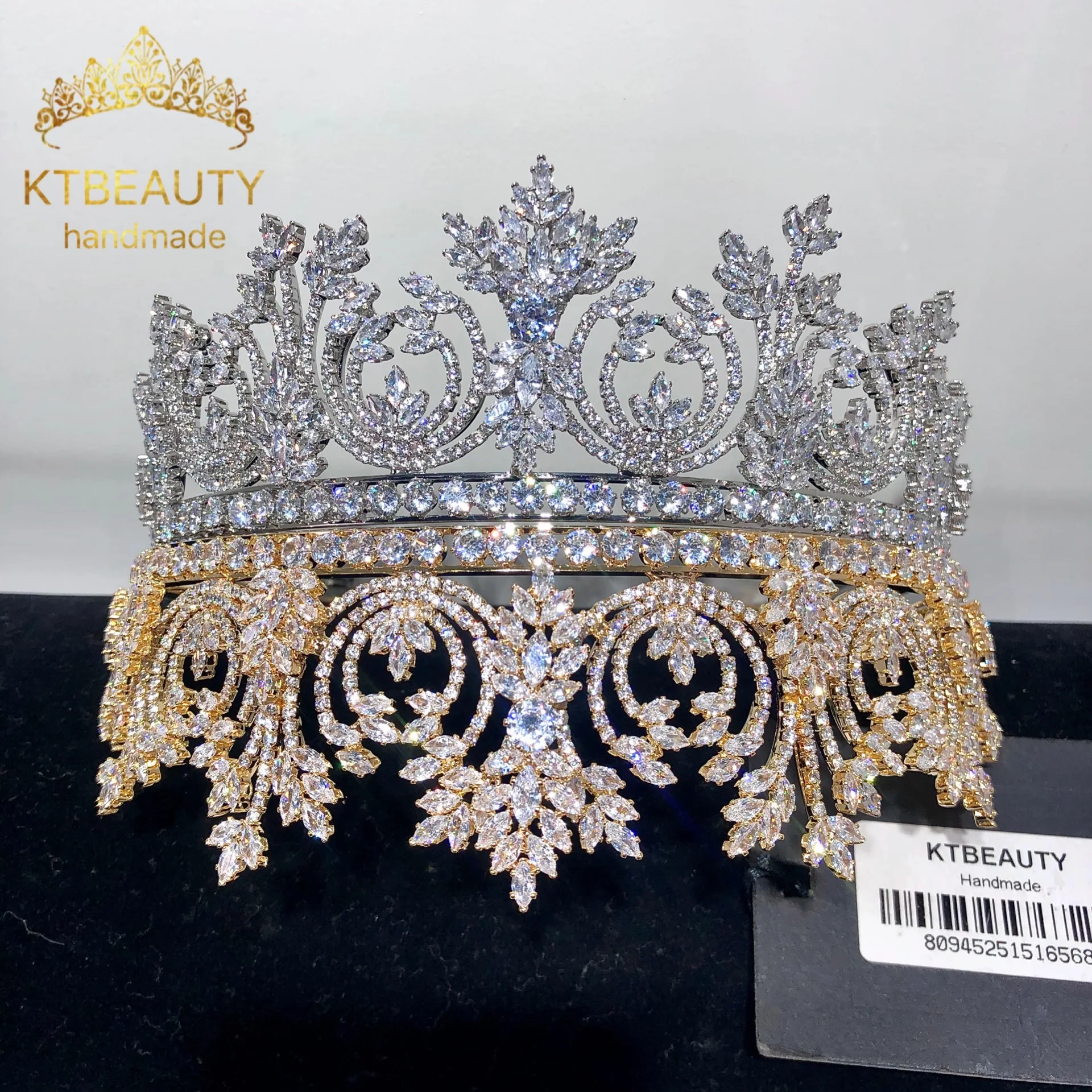 Новая тиара стразы полукрутящаяся большого размера серебристая/Золотистая