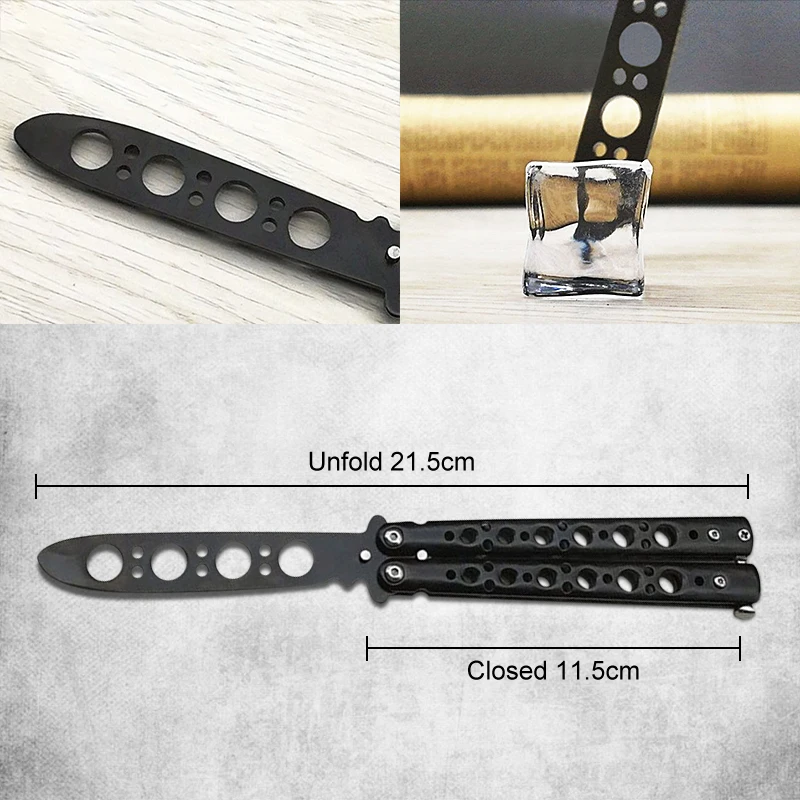 Тренировочный нож бабочка из нержавеющей стали складной для косплея без острых