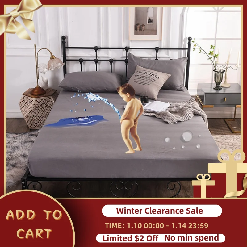 

ADOREHOUSE Waterproof Bed Cover Washable Mattress Cover Solid Color Queen Bed Protector Weatherproof Mattress Topper For Bed