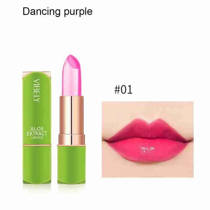 

Aloe Vera Lipstick Lip Balm Lip Gloss Moisturizing Feeling Color Lasting Long Lip Balm Jelly Makeup Changing Warm Lipstick N5D0