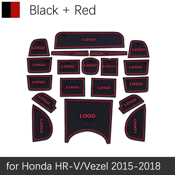Red Противоскользящими резиновыми затворный слот, циновка чашки для Honda HR-V вариабельности сердечного ритма подушки Салонные подложки наклейки для автомобиля - Название цвета: Red