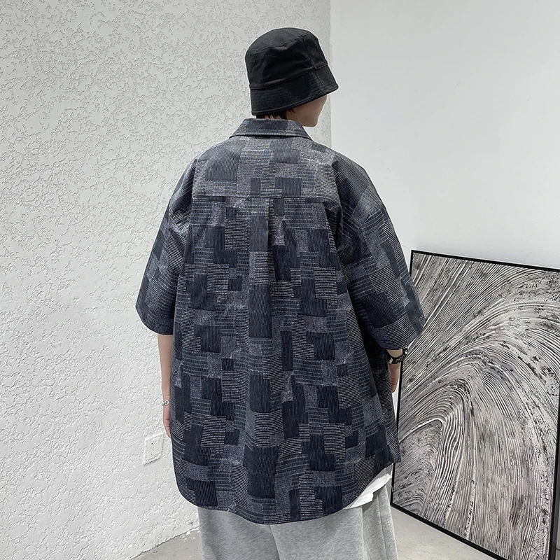 

Harajuku Streetwear Shirt Large size Shirt Print Shirts Hip Hop Casual Short Sleeve Shirt Men Loose Hawaiian Male summer