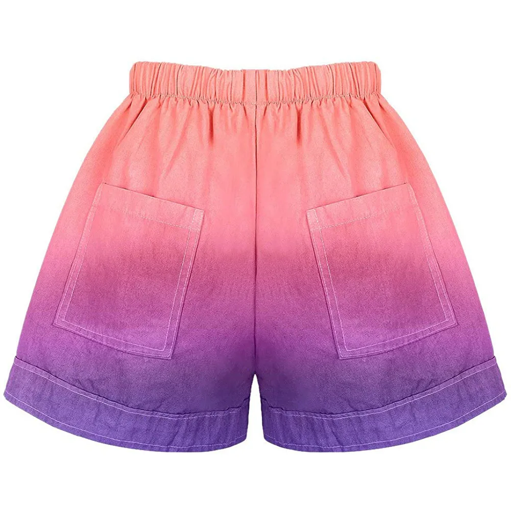 

New Women Casual Short Pants Fashion Tie-dye Gradient Plus Size High Waist Slim Fit Harem Elastic Waist String Pants Pocket 2020
