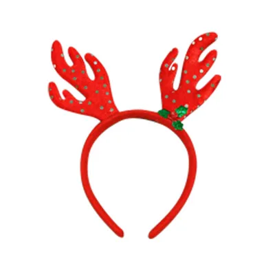 Headband02 Санта-Клаус Костюм Новогоднее Платье Для Девочек Детские Платья Девочки Платье Принцессы Детское Вечернее Платье С Оленьей Повязкой - Цвет: Headband02