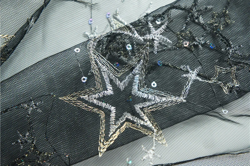 Width130CM Вышивка Звезда Тюль Мягкий блесток ткань для DIY свадебное праздничное