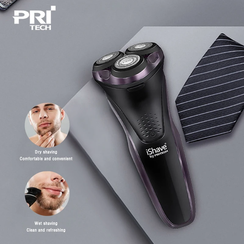 

Мужская аккумуляторная машинка для бритья PRITECH, IPX7, водонепроницаемая, 3D плавающая машинка для бритья, портативный триммер для бороды, для д...