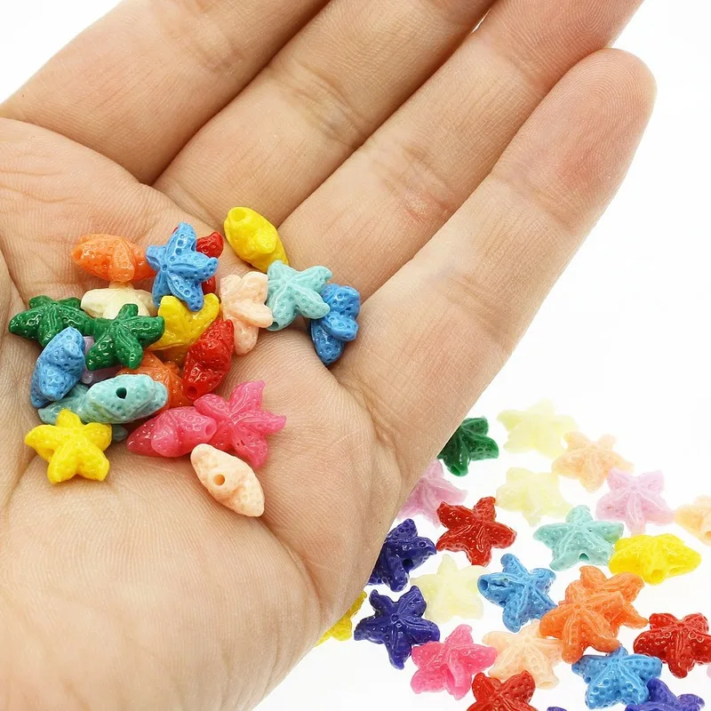 20pcs Synthetic Coral Beads Starfish Loose Beads Charms for Women's Jewelry Making DIY Bracelets and Earrings Accessories 15mm