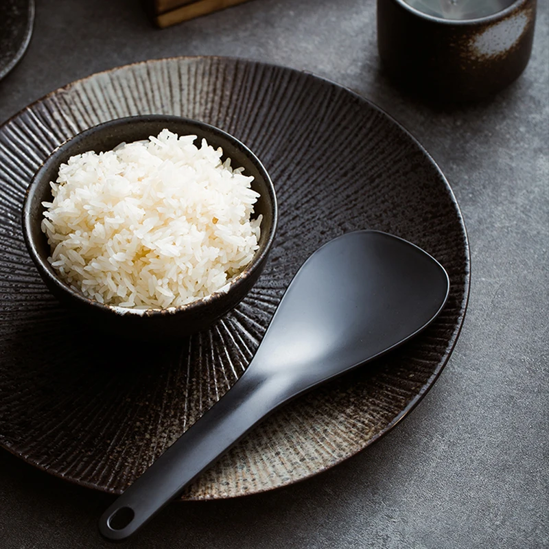 

Simple black alloy rice spoon with rice spoon, rice scoop, rice cooker, rice spoon, household restaurant soup spoon, rice spoon