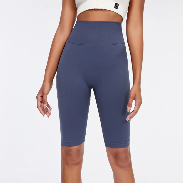 

QMEEGYM High waist tight 5-point pants peach yoga pants outdoor fitness running pants fast dry hip stretch pants