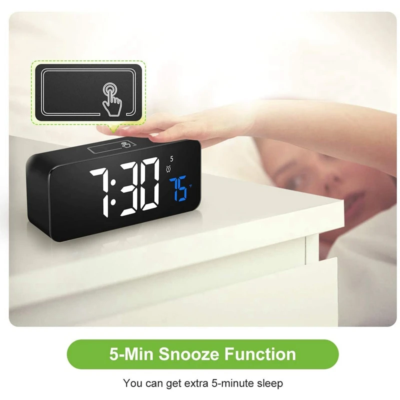 Цифровой будильник с повтором сигнала температурой 3 яркости и регулируемой