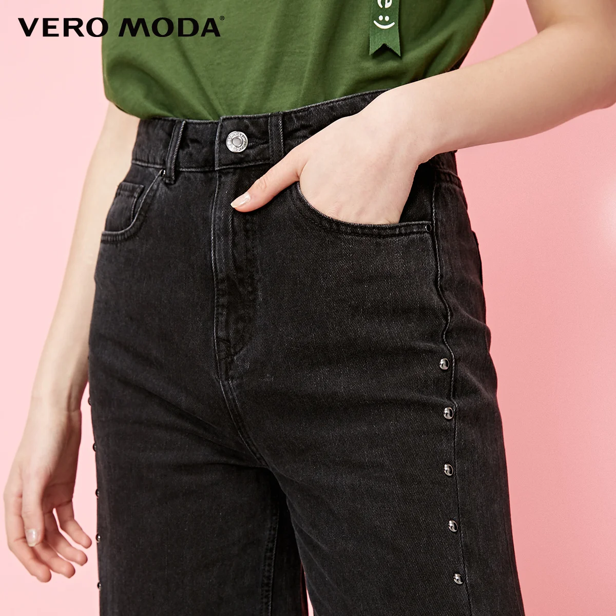 Женские широкие джинсы-капри с отделкой бисером Vero Moda | 31926I523 Женская одежда