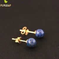 real 925 sterling silver lapis lazuli beads stud earrings for women vintage femme gift prevent allergy fine jewelry