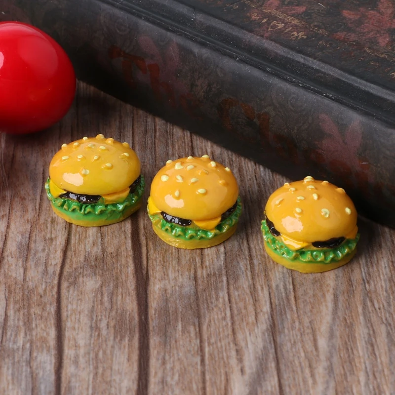 

1:12 scale 3 Pcs Hamburger Resin Kawaii DIY Decoration Miniature Fake Food Dollhouse Accessory Kitchen Living Room
