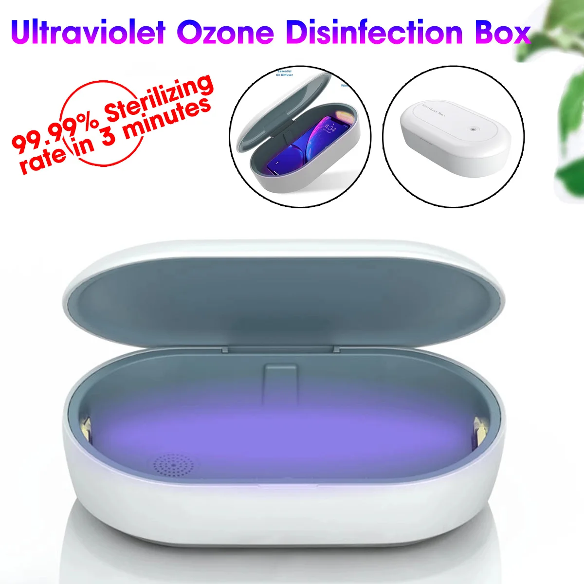 

5V Portable Dual UV Light Sterilizer Box Jewelry Phones Cleaner Personal Mask Sanitizer Disinfection Case With USB Cable