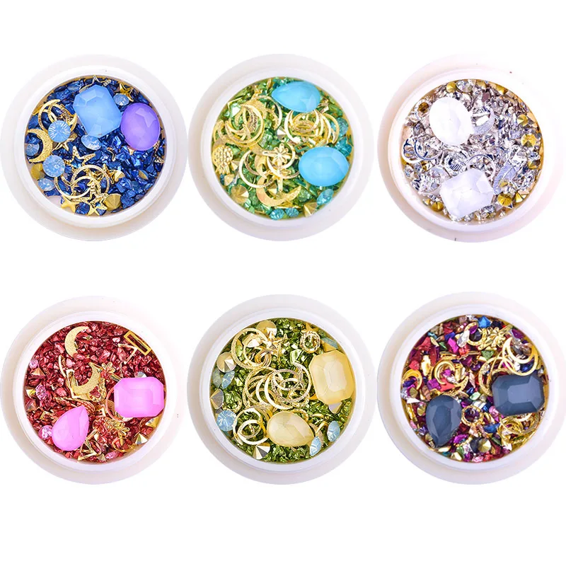 1 коробка Смешанные Красочные Стразы для ногтей 3D ювелирные изделия хрустальные