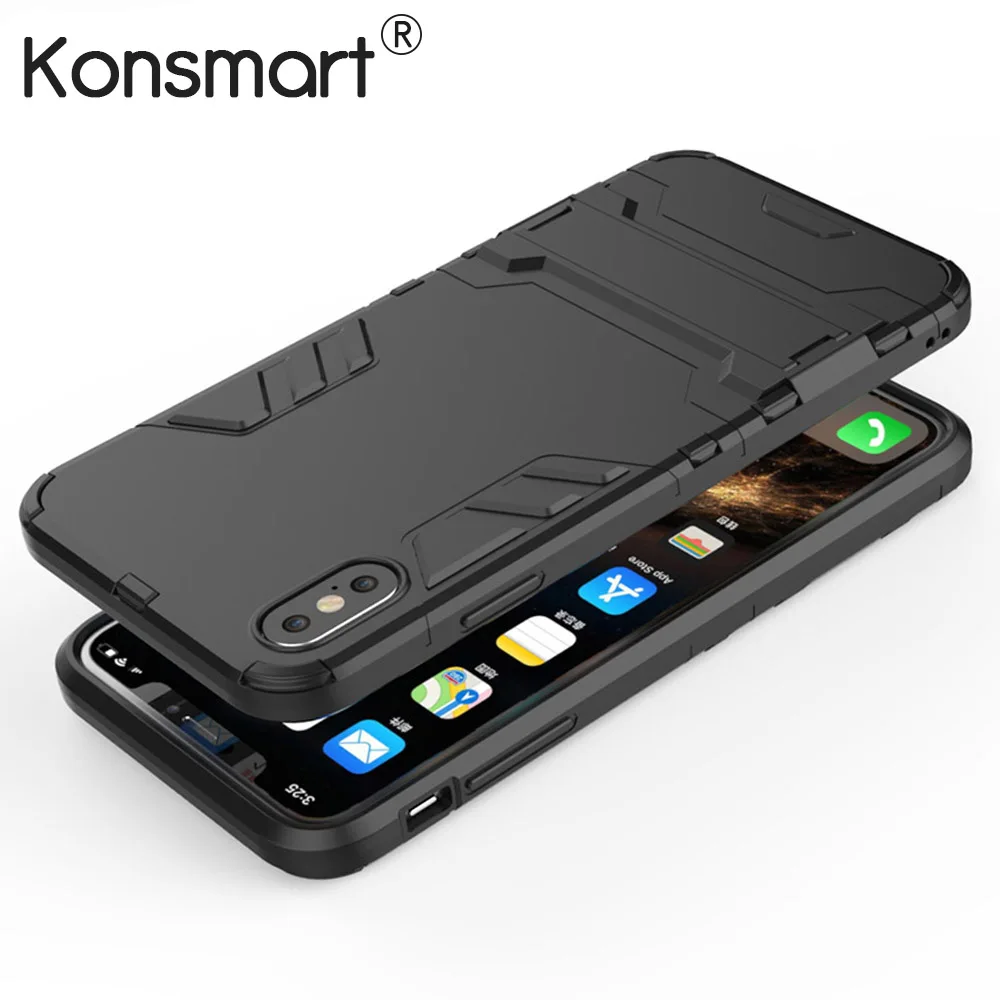 KONSMART чехол для iPhone X XS Max XR Armor противоударный iX iXS защитный бампер стенд чехлы