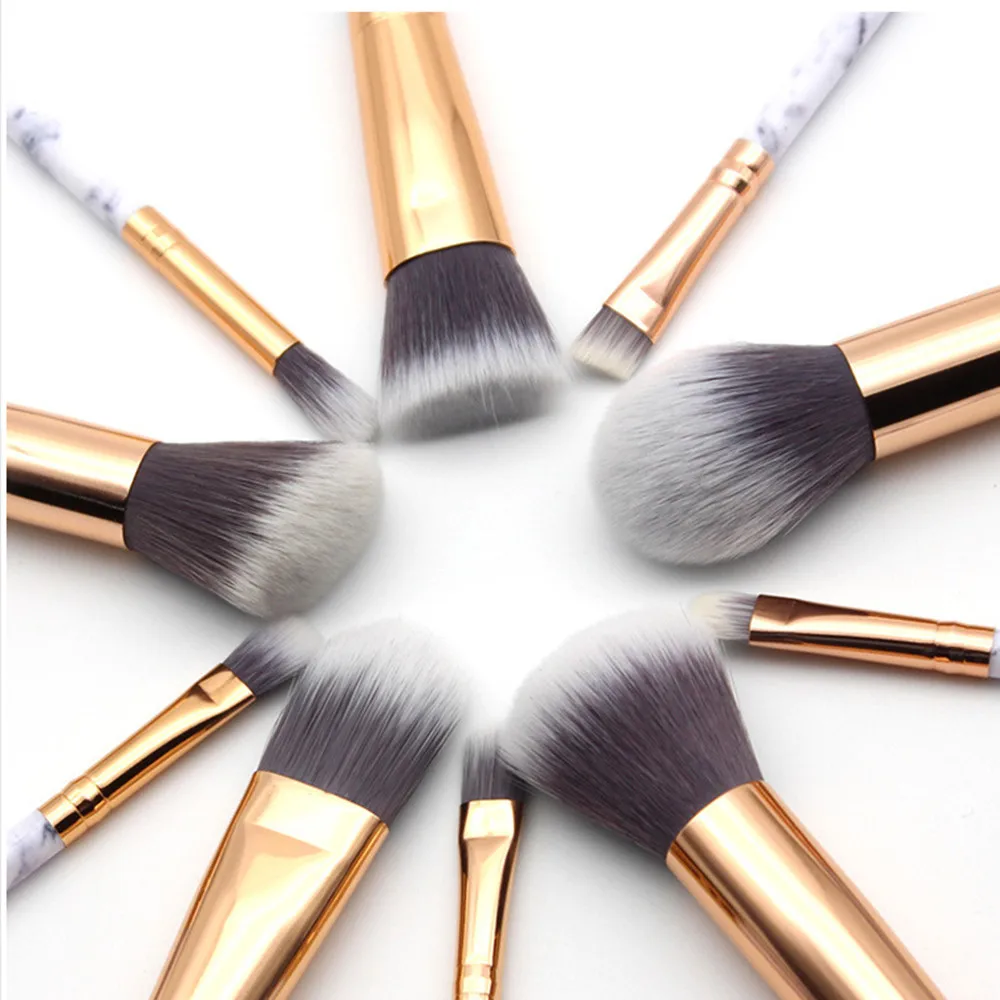 Мраморная Кисть для макияжа 10 шт. косметический инструмент с белыми ручками