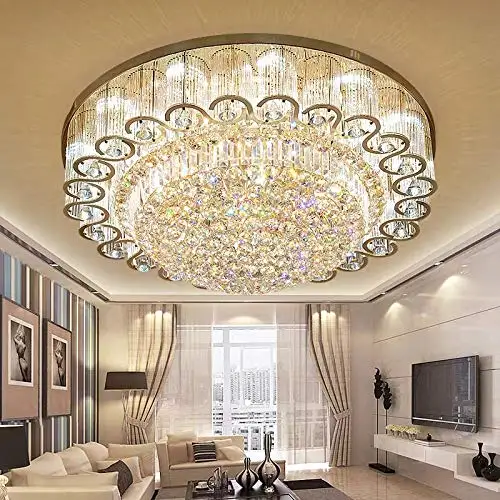 

Luxury Crystal Chandelier LED Ceiling Lamp Flush Mount Modern Pendant Lighting Fixtures for Living Room Bar Shop