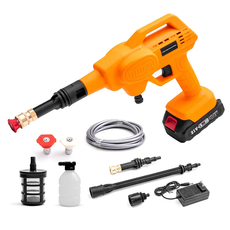 

21V 1500mA Wireless Portable Household Car Washing Machine Lithium Battery High Pressure Water Gun Pump Car Supplies