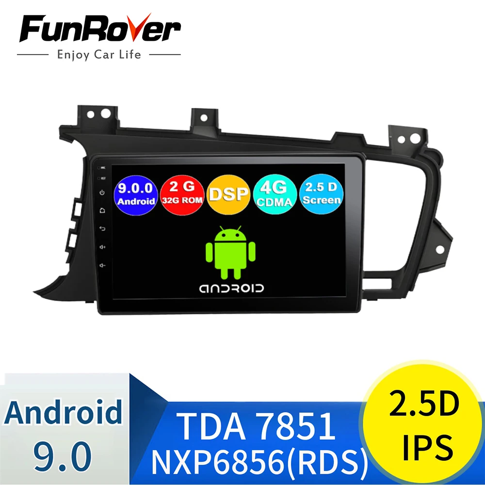FUNROVER 2.5D+ ips android 9,0 автомобильный Радио мультимедийный плеер для Kia Optima K5 2011- dvd gps навигационная система стерео рекордер