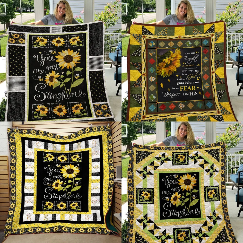 Мягкое всесезонное одеяло SOFTBATFY с принтом подсолнухов для детей и взрослых