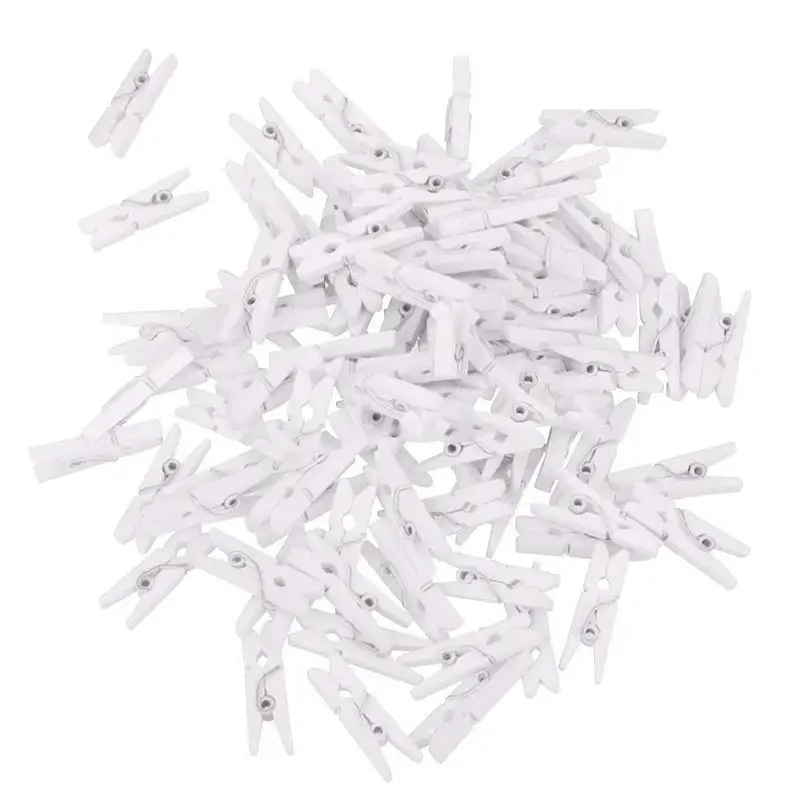 50 шт./компл. небольшие белые натуральные деревянные зажимы 25 мм для Diy зажим
