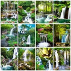 Алмазная 5d картина сделай сам HUACAN, вышивка Водопад, мозаика с мотивом природного леса, домашний декор